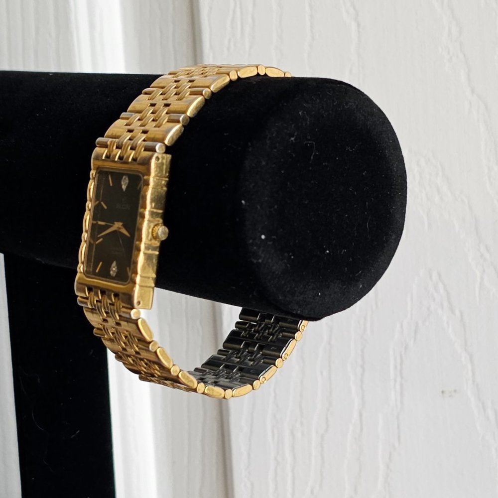 Elgin Black and Gold Tone Diamond Quartz Stainless Steel Watch - Picture 3 of 16